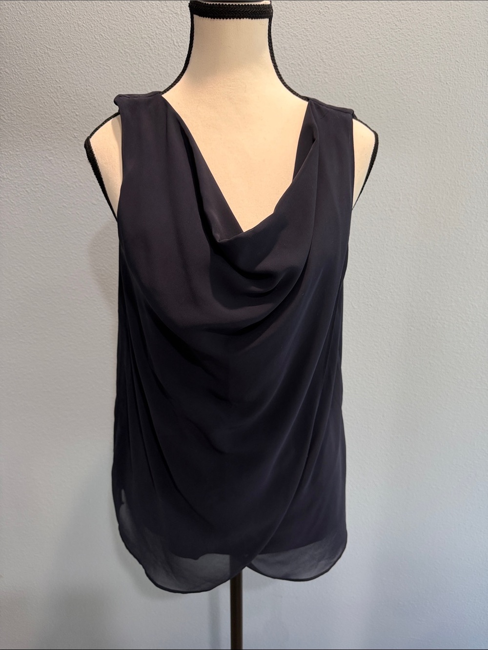 Ann Taylor Navy Draped Cowl Neck Sleeveless Camisole